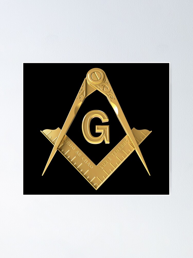 Freemason Pattern Gold Black Square Compass Masonic Men Women