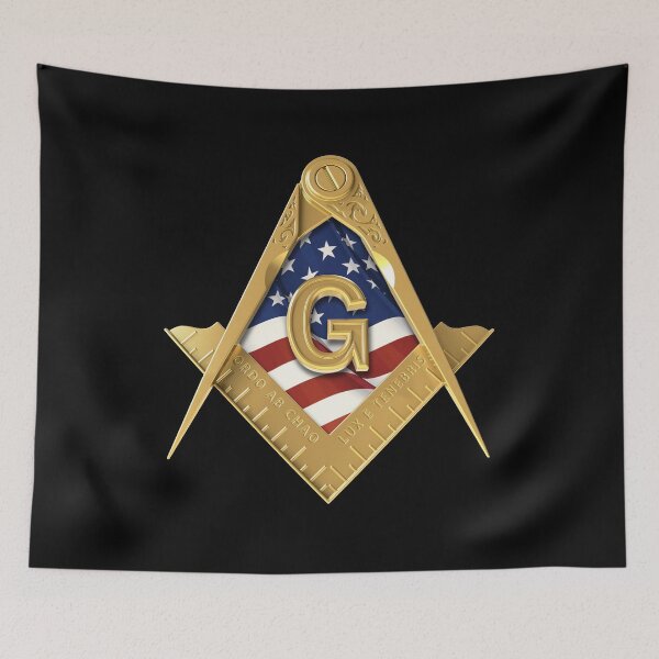 Artikelvorschau, Freimaurer Winkelmesser und Kompass USA Amerikanische Flagge Gold Masonic entworfen und verkauft von MasterMasonMade.