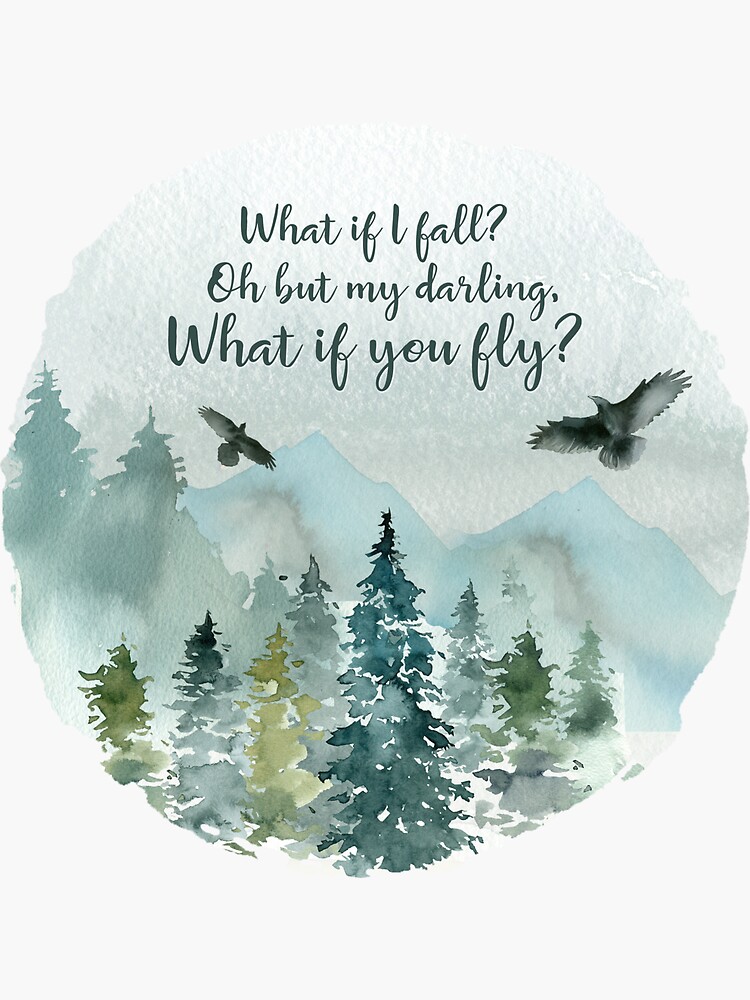 WHAT IF I FALL FLY OH MY DARLING Vinyl Wall Decal Girls Room Quote Words Decor 
