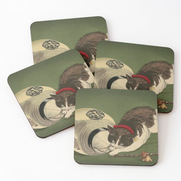 Item preview, Cat and Lantern by Kobayashi Kiyochika designed and sold by ArtExpression.