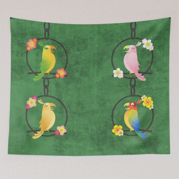 Item preview, Tiki Birds - Green Background Horizontal designed and sold by drxgonfly.