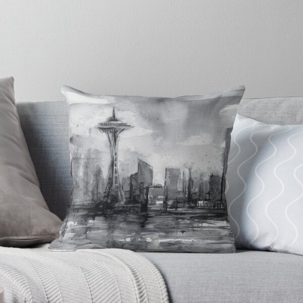 Item preview, Seattle Skyline Painting Watercolor designed and sold by Olga Shvartsur.