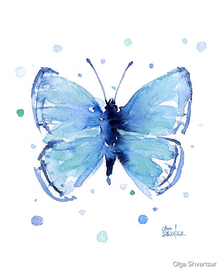 Blue Butterfly Watercolor Painting Ipad Case Skin By Olga Shvartsur Redbubble