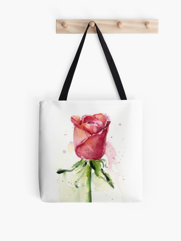 Rose Watercolor Tote Bag by Olga Shvartsur - Pixels