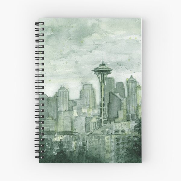 Item preview, Seattle Skyline Space Needle Watercolor Painting designed and sold by Olga Shvartsur.