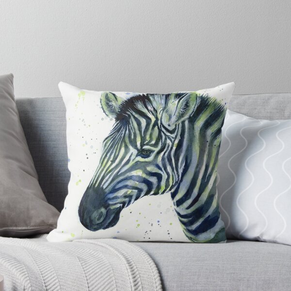 Item preview, Zebra Watercolor Blue Green designed and sold by Olga Shvartsur.