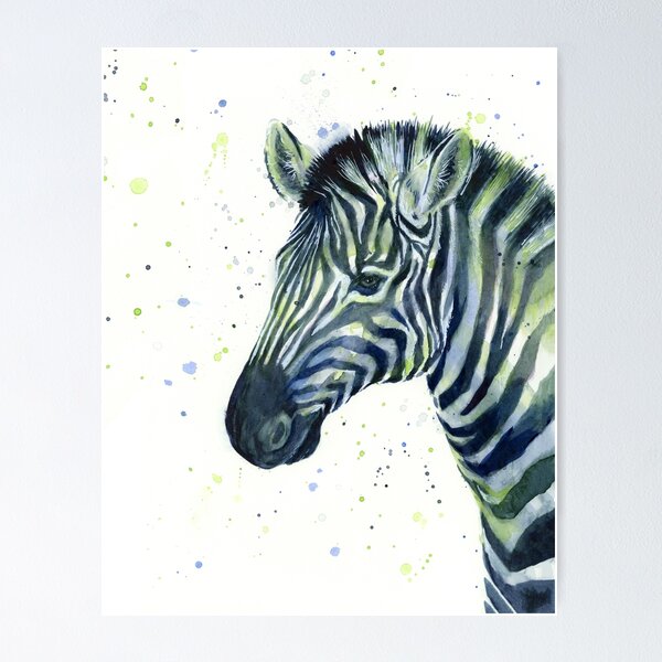 Item preview, Zebra Watercolor Blue Green designed and sold by Olga Shvartsur.