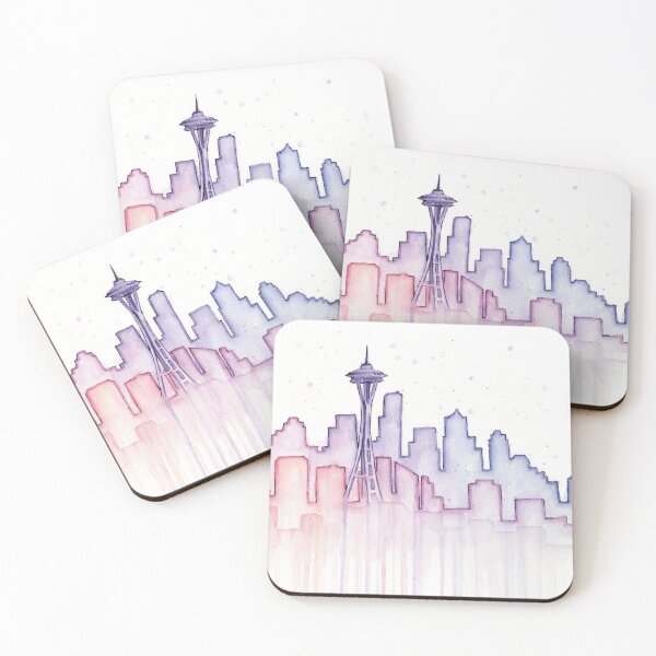 Item preview, Seattle Skyline Watercolor Silhouette designed and sold by Olga Shvartsur.