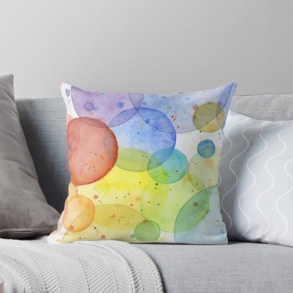 Aperçu de l'œuvre Cercles arc-en-ciel abstrait aquarelle géométrique créée et vendue par Olga Shvartsur.