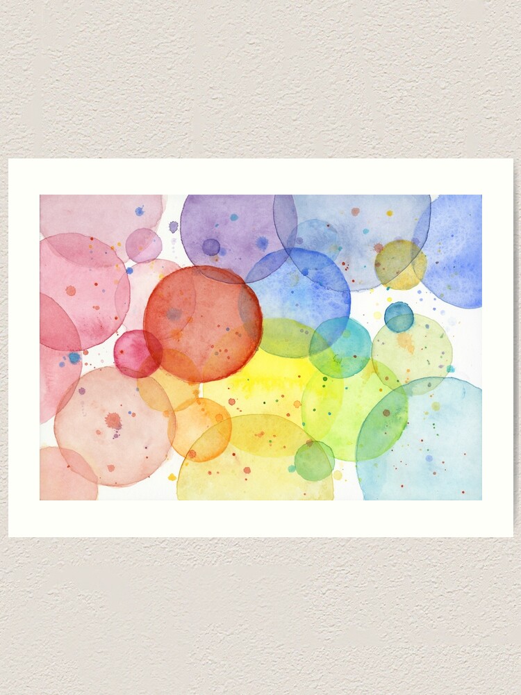 Geometric Watercolor Abstract Rainbow Circles" Art Print By Olga-Shvartsur | Redbubble