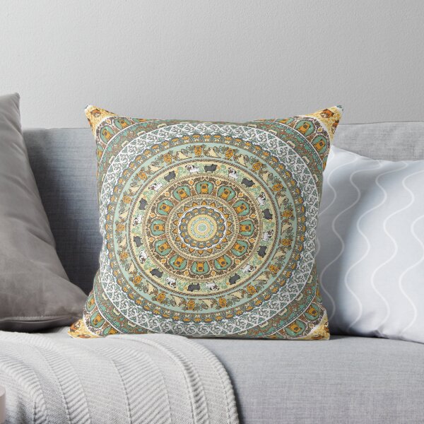 Pug Yoga Medallion Throw Pillow
