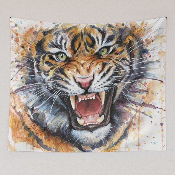 Item preview, Angry Tiger Watercolor designed and sold by Olga Shvartsur.