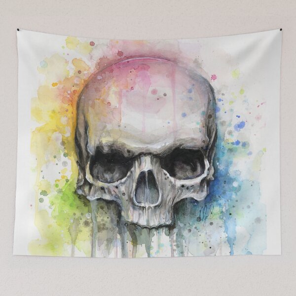 Item preview, Watercolor Skull Rainbow Colorful Painting designed and sold by Olga Shvartsur.