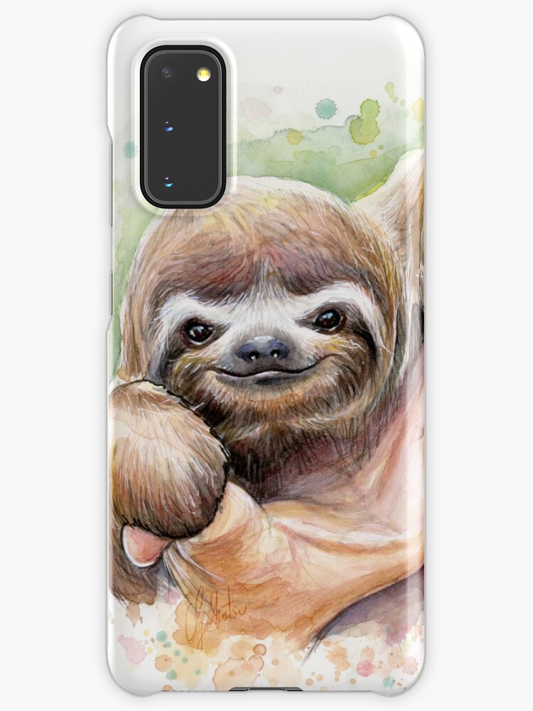 Baby Sloth Watercolor Painting Cute Baby Animals Print Case Skin For Samsung Galaxy By Olga Shvartsur Redbubble