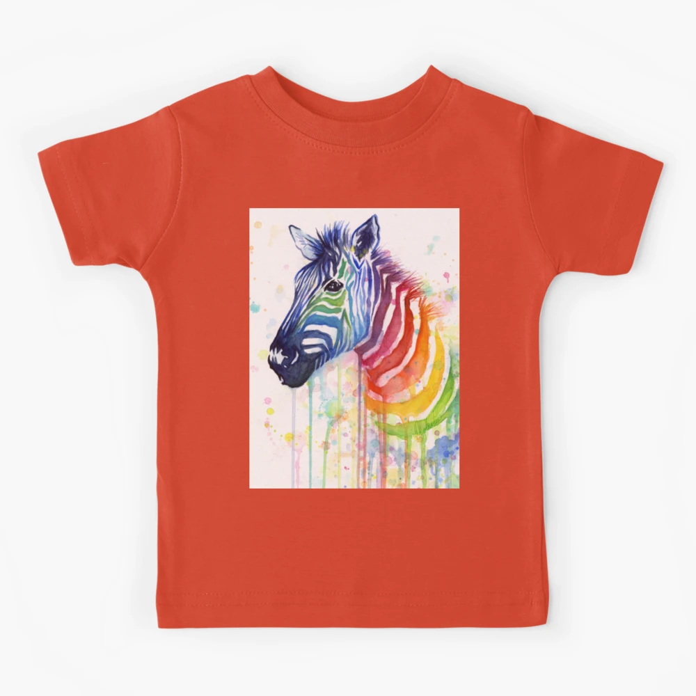 Rainbow Zebra Watercolor Animal Painting | Kids T-Shirt