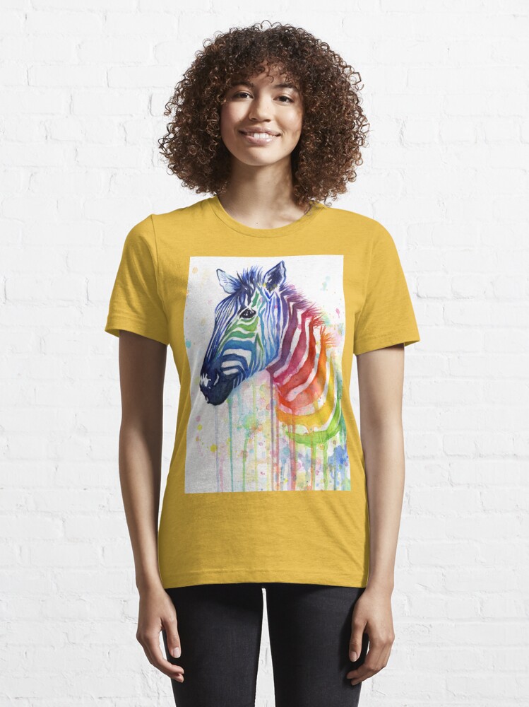 Rainbow Zebra Watercolor Animal Painting | Kids T-Shirt