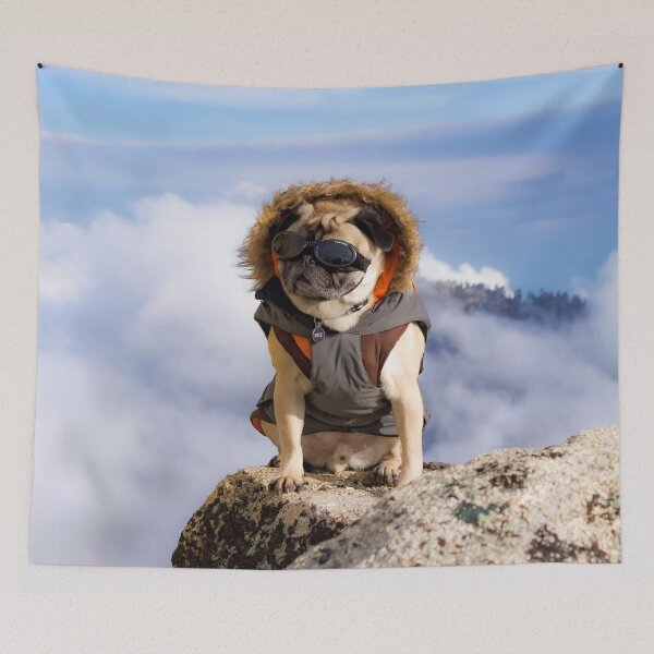 Item preview, Mack the Mountain Climbing Pug designed and sold by pugventurephoto.