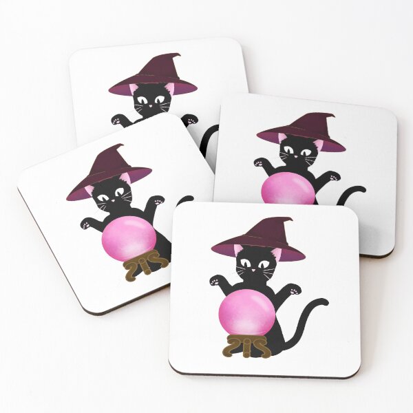 Item preview, Cute cat with witch hat and glass ball designed and sold by Maci-MC.