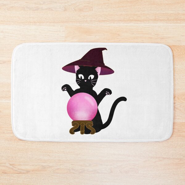Item preview, Cute cat with witch hat and glass ball designed and sold by Maci-MC.