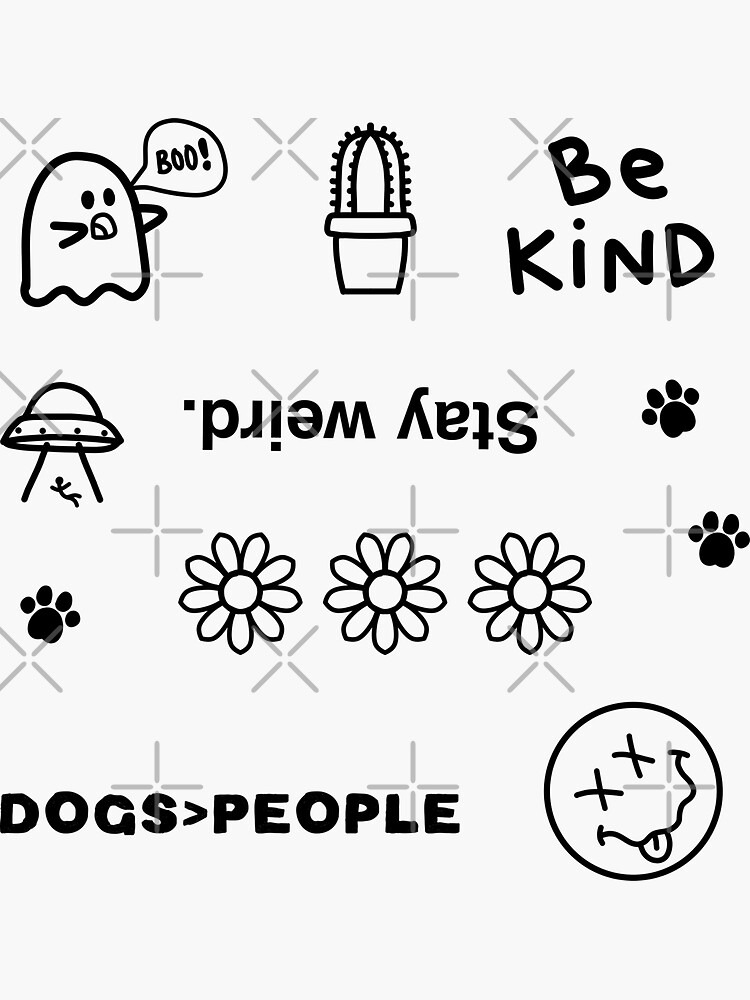 Black And White Sticker Pack Sticker for Sale by trajeado14