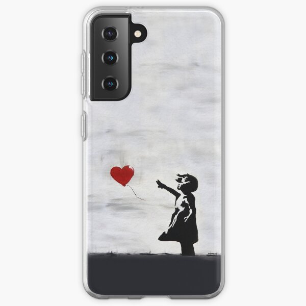 Banksy Girl avec graffiti de ballon en cœur MUR ORIGINAL street art HD BOUTIQUE EN LIGNE DE HAUTE QUALITÉ Coque souple Samsung Galaxy