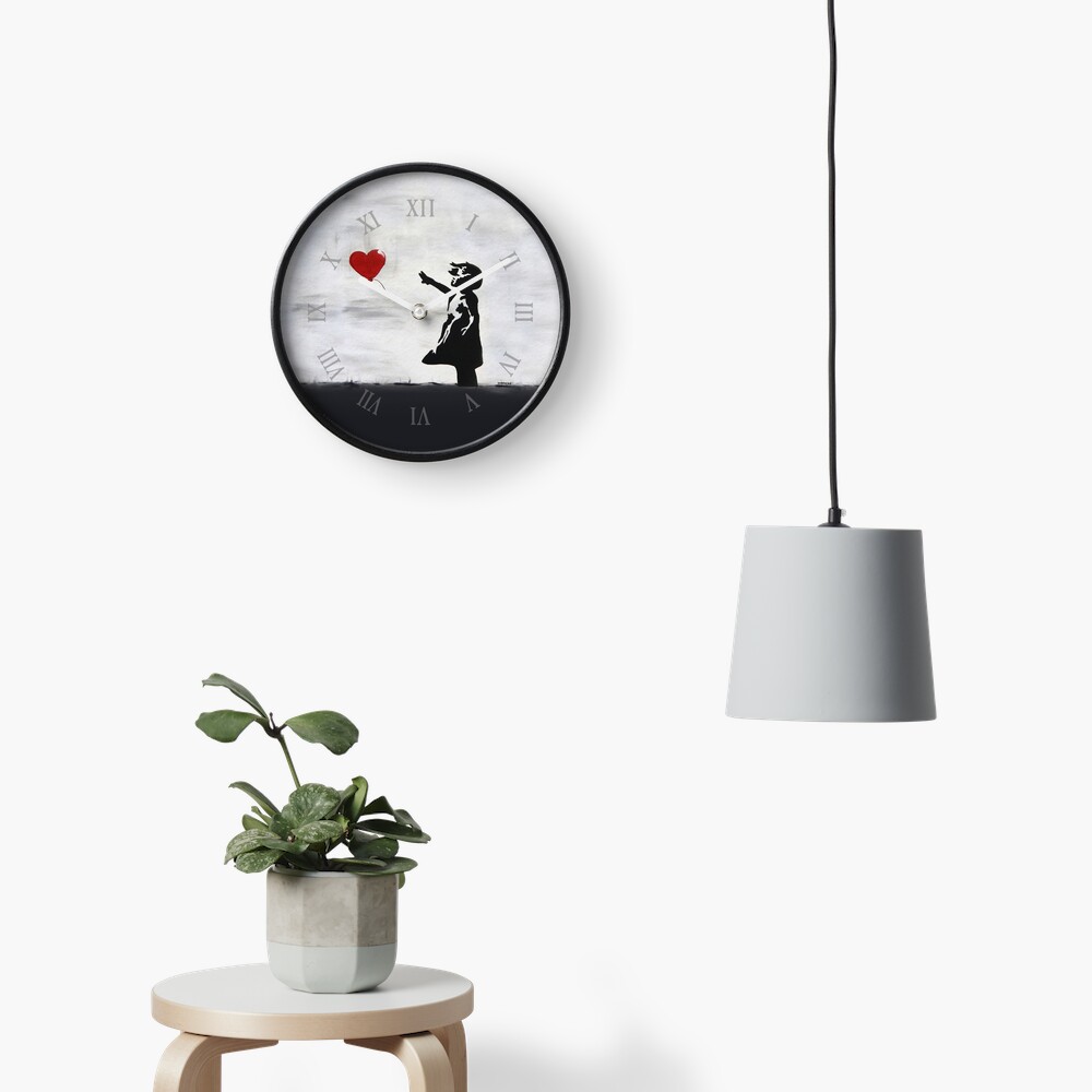 Banksy Girl with heart balloon graffiti ORIGINAL WALL street art HD HIGH QUALITY ONLINE STORE Clock