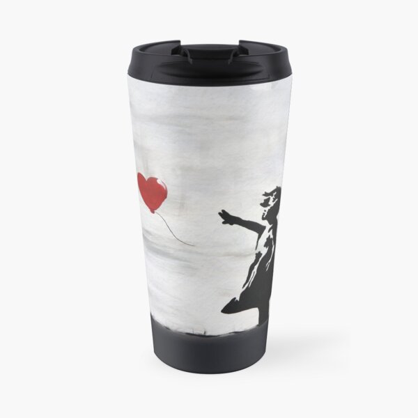 Banksy Girl with heart balloon graffiti ORIGINAL WALL street art HD HIGH QUALITY ONLINE STORE Travel Mug