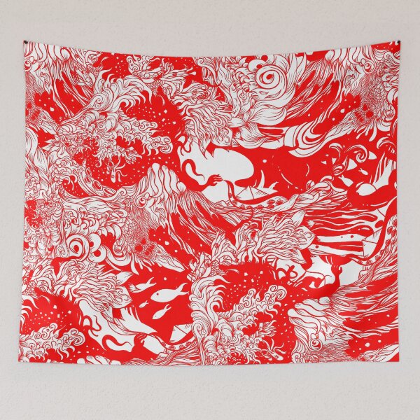 Item preview, Big waves Red designed and sold by fakeface.
