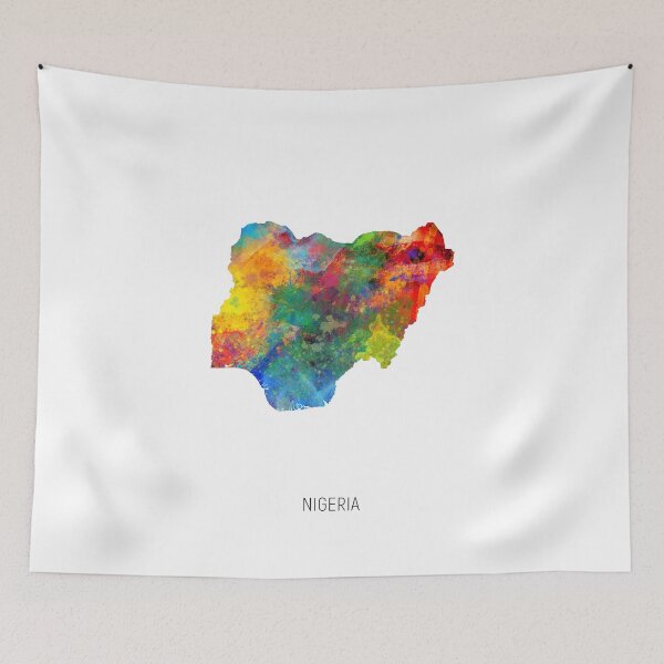 Artikelvorschau, Nigeria Watercolor Map entworfen und verkauft von ArtPrints.