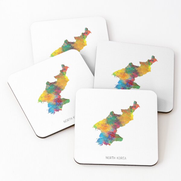 Item preview, North Korea Watercolor Map designed and sold by ArtPrints.