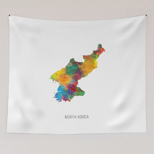 Aperçu de l'œuvre North Korea Watercolor Map créée et vendue par ArtPrints.