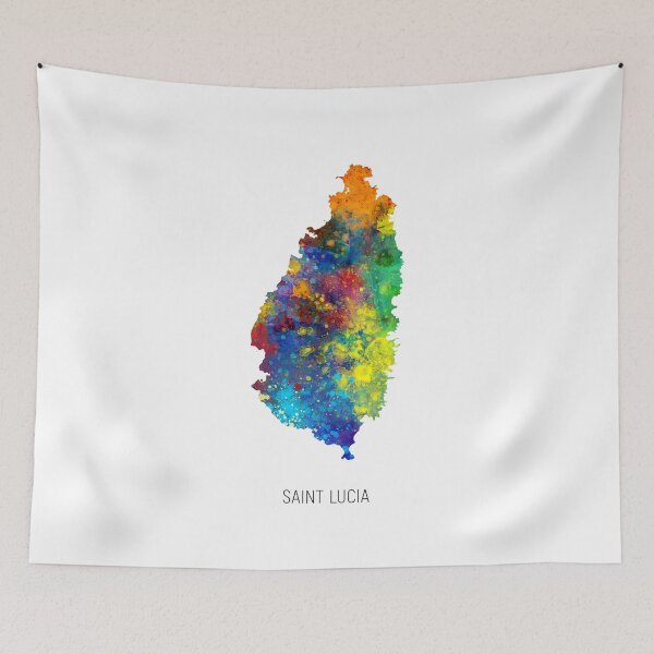 Item preview, Saint Lucia Watercolor Map designed and sold by ArtPrints.