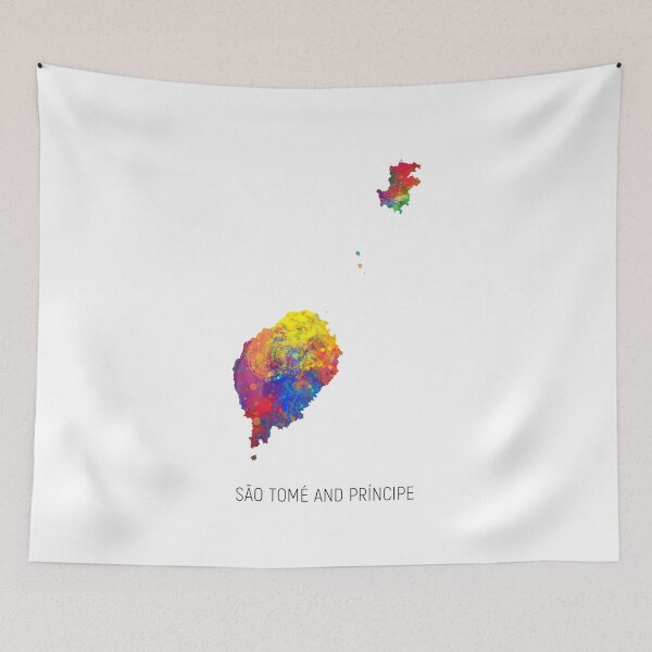 Item preview, São Tomé and Príncipe Watercolor Map designed and sold by ArtPrints.