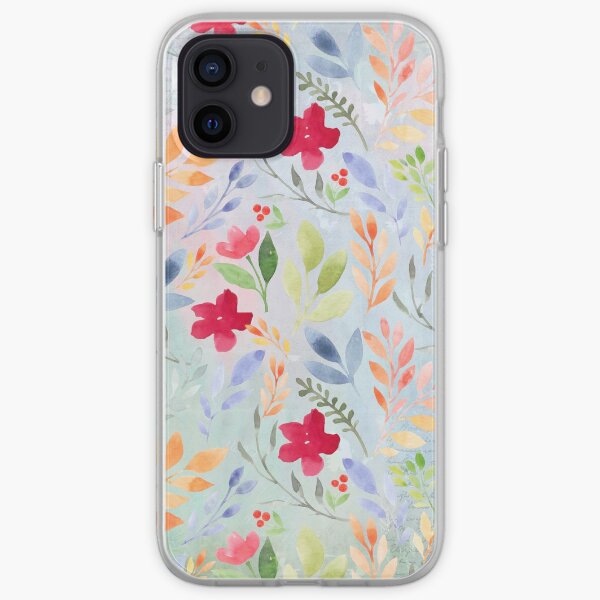 Floral Script Pattern - Blue Periwinkle iPhone Soft Case