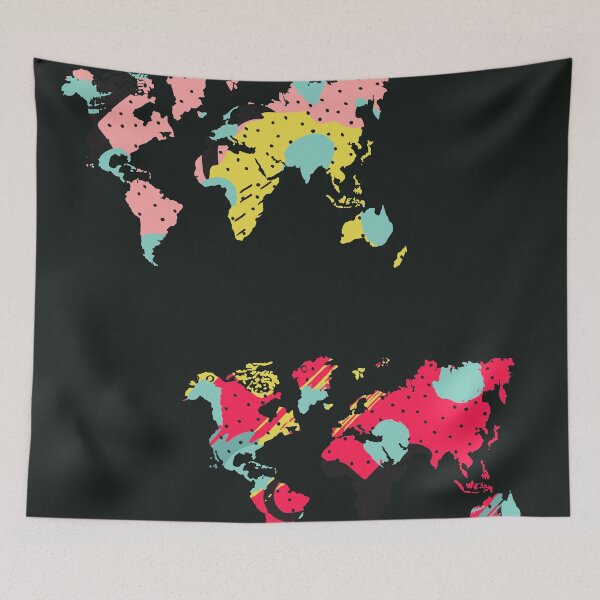 Item preview, Colorful Hipster Travelling World Map  designed and sold by hollanov98.