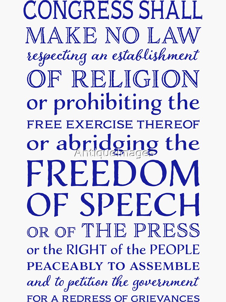 "FIRST AMENDMENT FREEDOM OF SPEECH " Sticker by AntiqueImages | Redbubble