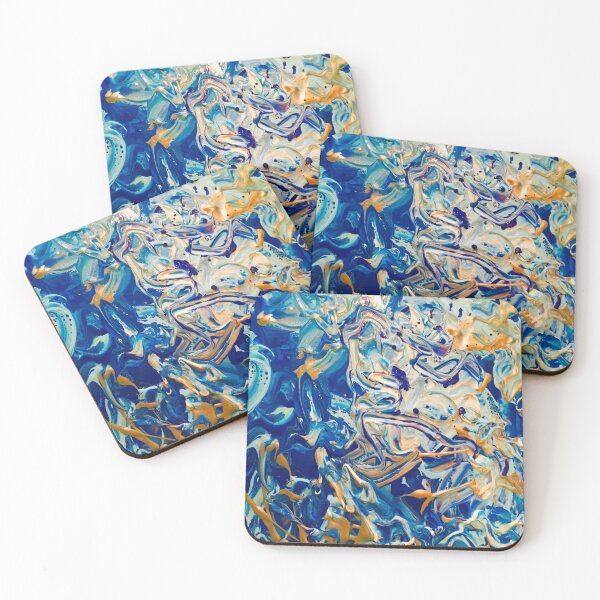 Item preview, Blue and Gold Acrylic Abstract Swirls designed and sold by IMJones.