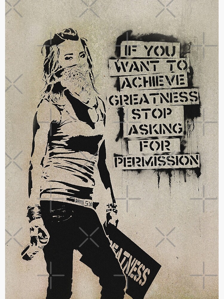 Disover Banksy quote graffiti If You Want to Achieve Greatness stop asking for permission HD Canvas