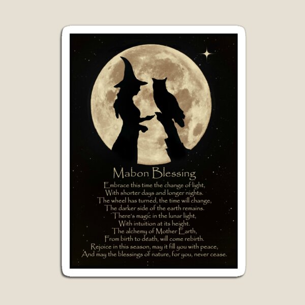 Item preview, Mabon Autumn Equinox Wicca Pagan with Witch and Owl Blessings designed and sold by Stephanie Laird.