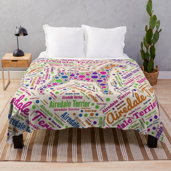 Item preview, Airedale Terrier Fun Dot Art and Word Pattern designed and sold by k9printart.