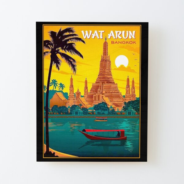 THAILAND : Vintage Wat Arun Temple of Dawn Print Wood Mounted Print