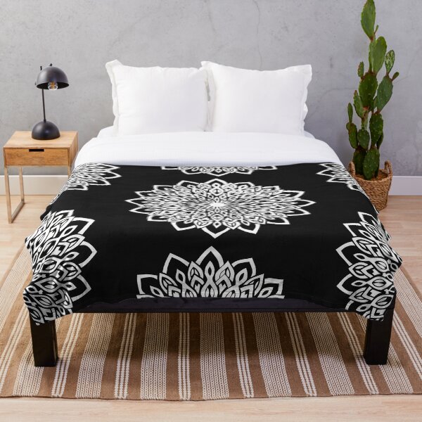 Item preview, Black White Floral Abstract Mandala designed and sold by Sunfreestar.