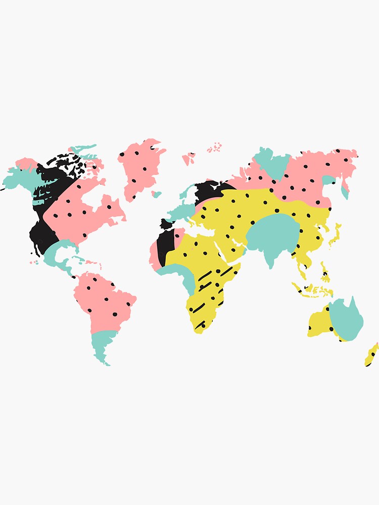 Colorful World Map Outline Sticker For Sale By The College Gal Redbubble