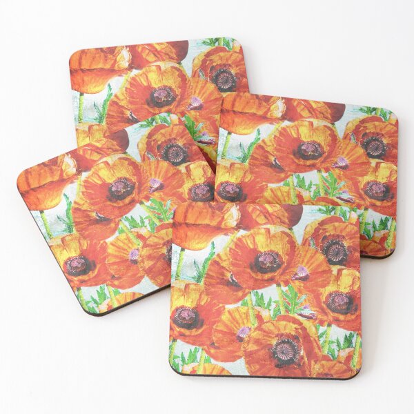 Item preview, Red Flower Poppy Modern Cottage Chic Modern Country Art A055 designed and sold by byNicol.