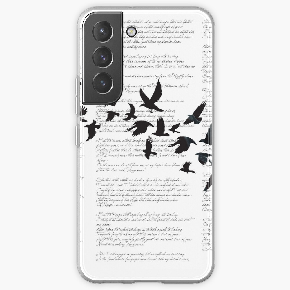 Vintage Style Print with Poem Text Edgar Alan Poe: Edgar Alan Crow Samsung Galaxy Phone Case