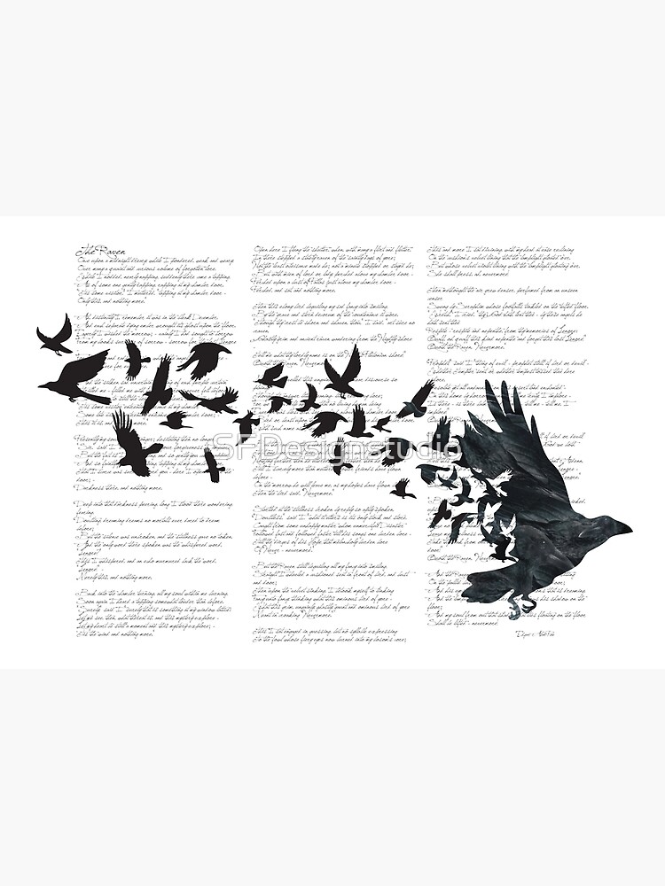 Vintage Style Print with Poem Text Edgar Alan Poe: Edgar Alan Crow by SFDesignstudio
