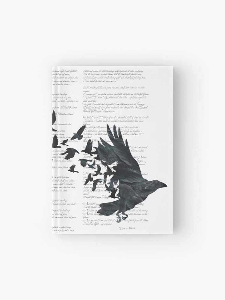 Thumbnail 1 of 3, Journal, Vintage Style Print with Poem Text Edgar Alan Poe: Edgar Alan Crow designed and sold by SFDesignstudio.