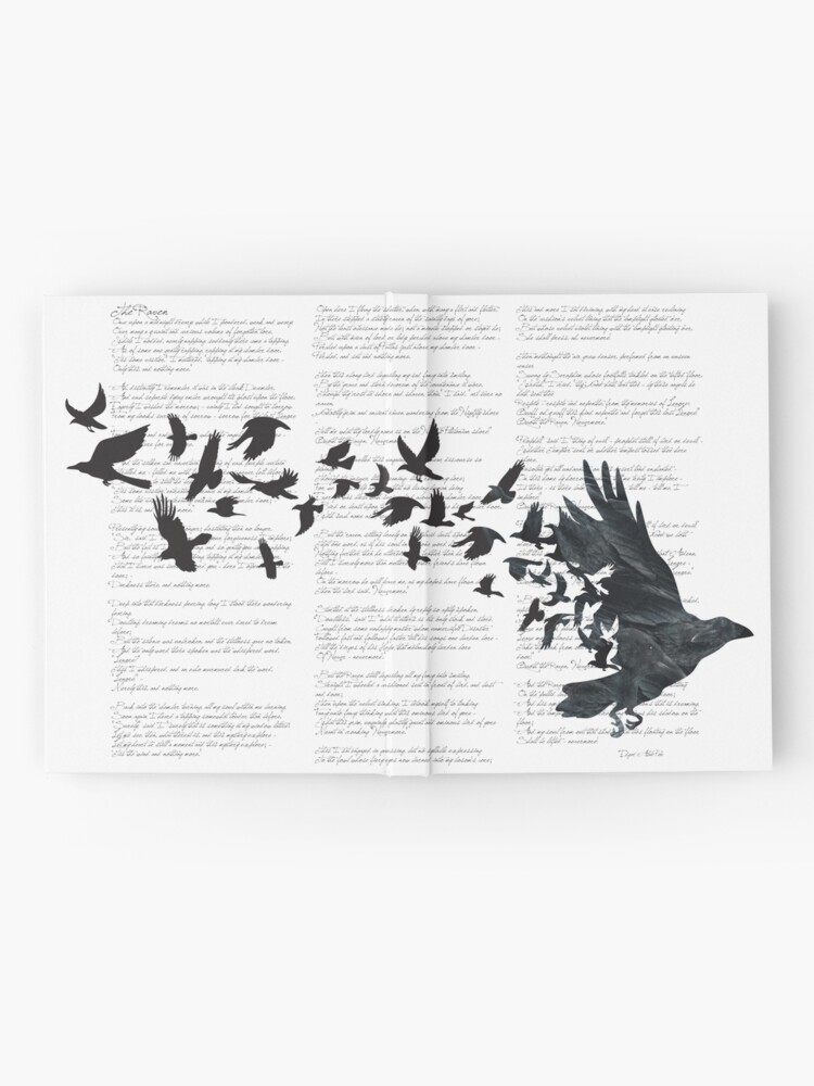 Alternate view of Vintage Style Print with Poem Text Edgar Alan Poe: Edgar Alan Crow Hardcover Journal