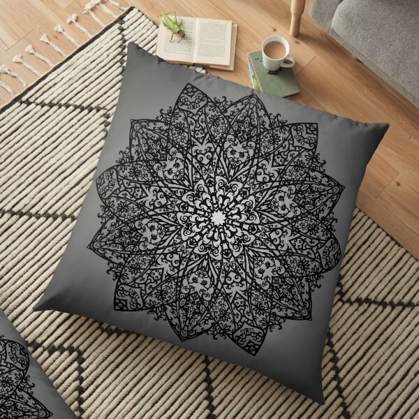 Filigree Mandala *black & grey* Floor Pillow