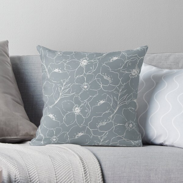 Floral Simplicity - Blue Throw Pillow